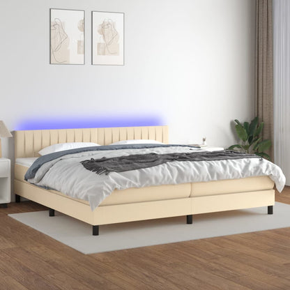 Boxspringbett mit Matratze & LED Creme 200x200 cm Stoff