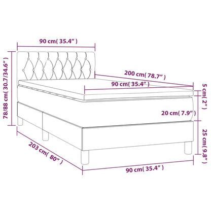 Boxspringbett mit Matratze & LED Dunkelbraun 90x200 cm Stoff