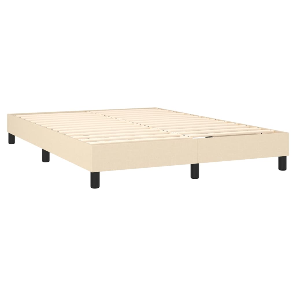 Box spring bed with mattress &amp; LED cream 140x200 cm fabric