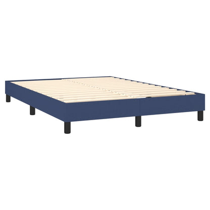 Box spring bed with mattress &amp; LED blue 140x200 cm fabric