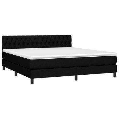 Boxspringbett mit Matratze & LED Schwarz 180x200 cm Stoff