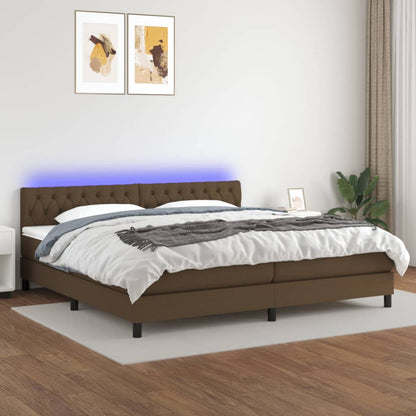 Boxspringbett mit Matratze & LED Dunkelbraun 200x200 cm Stoff