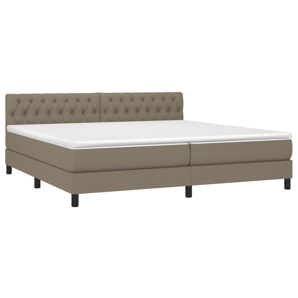 Boxspringbett mit Matratze & LED Taupe 200x200 cm Stoff