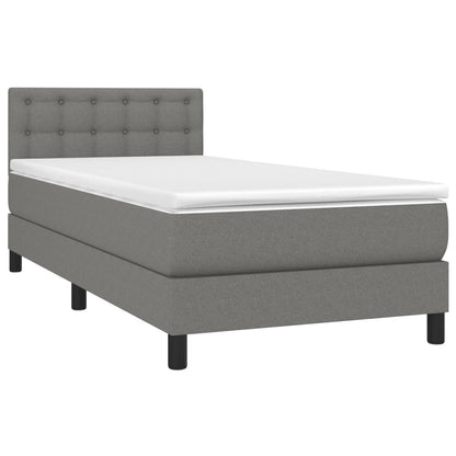 Boxspringbett mit Matratze & LED Dunkelgrau 90x200 cm Stoff