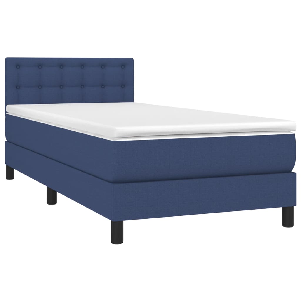 Boxspringbett mit Matratze & LED Blau 90x200 cm Stoff