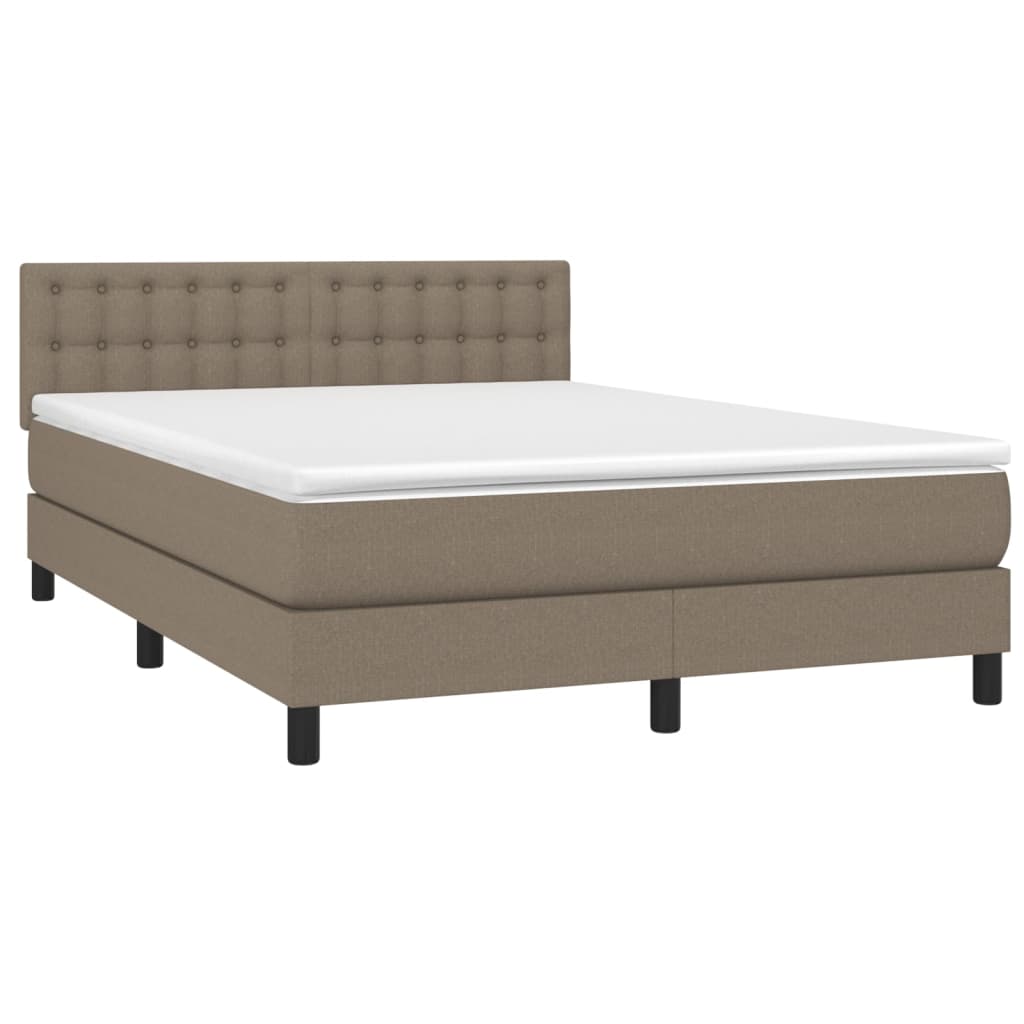 Box spring bed with mattress &amp; LED taupe 140x200 cm fabric