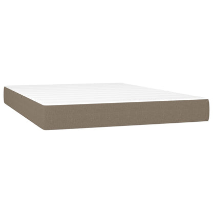 Box spring bed with mattress &amp; LED taupe 140x200 cm fabric