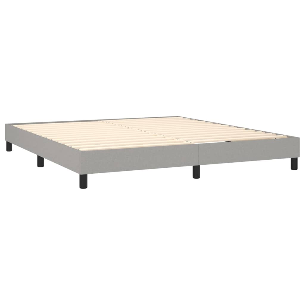 Box spring bed with mattress &amp; LED light grey 160x200 cm fabric