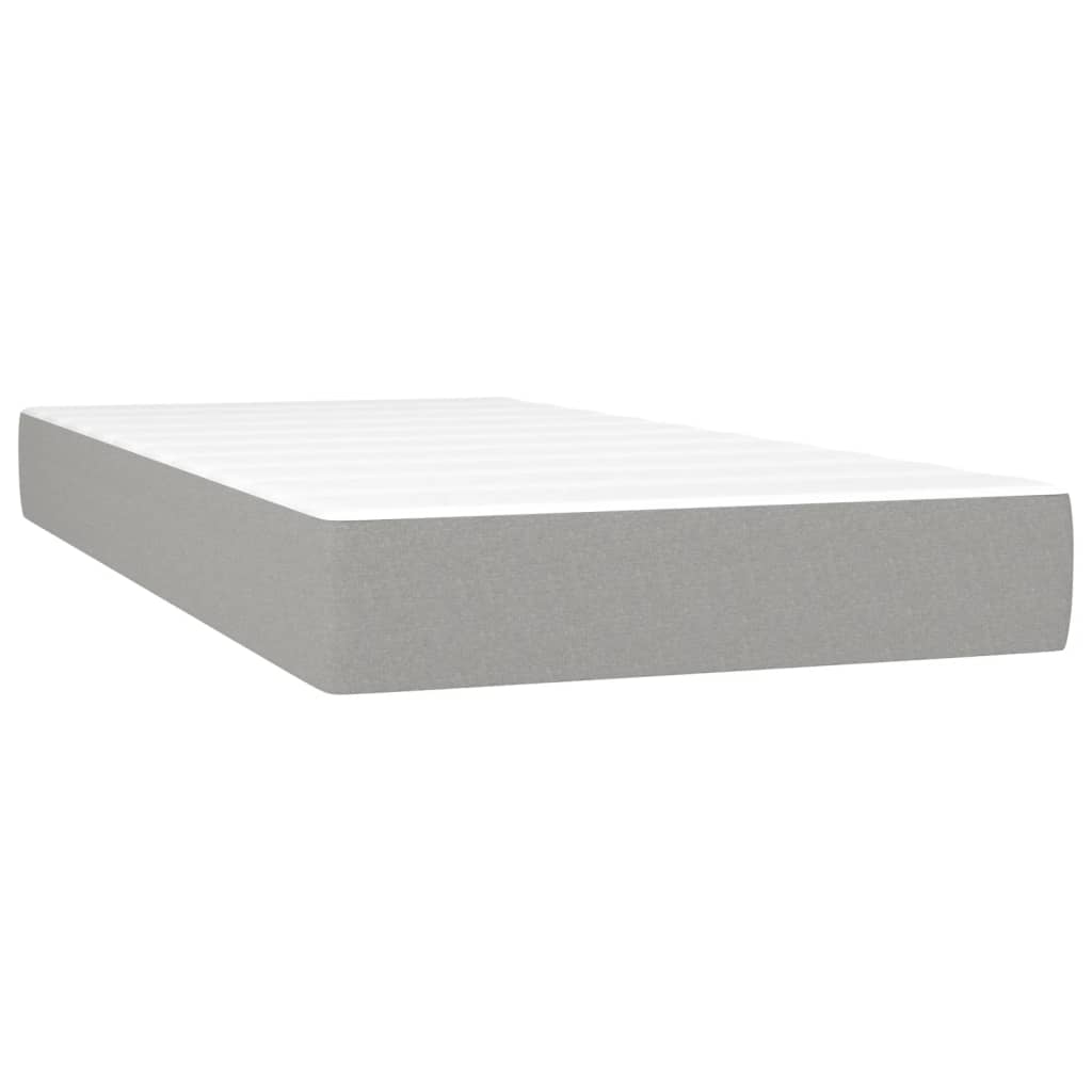 Box spring bed with mattress &amp; LED light grey 200x200 cm fabric