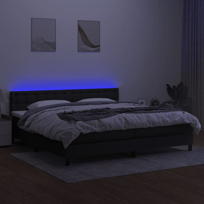 Boxspringbett mit Matratze & LED Schwarz 200x200 cm Stoff