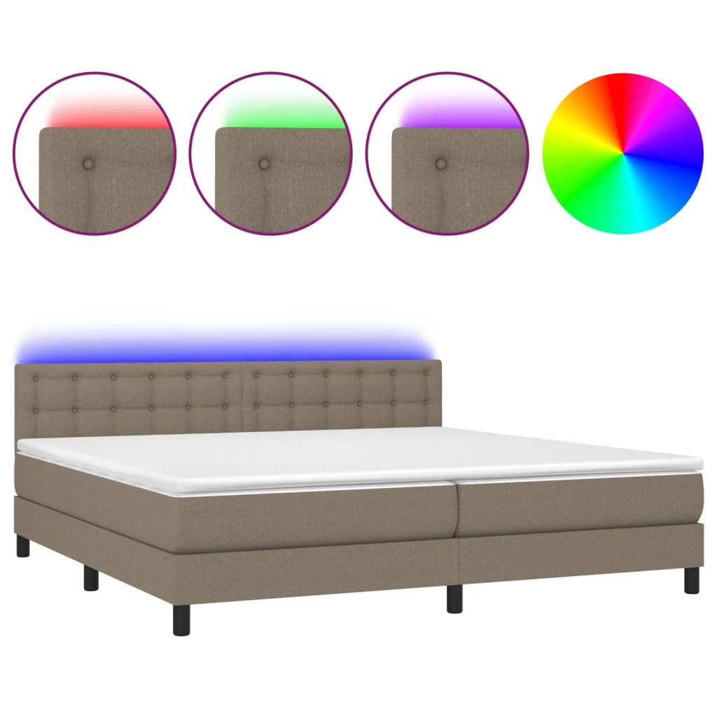 Boxspringbett mit Matratze & LED Taupe 200x200 cm Stoff