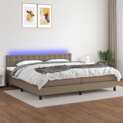 Boxspringbett mit Matratze & LED Taupe 200x200 cm Stoff