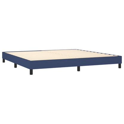 Box spring bed with mattress &amp; LED blue 200x200 cm fabric