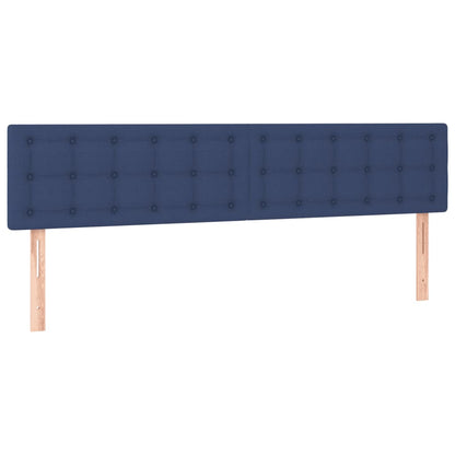 Box spring bed with mattress &amp; LED blue 200x200 cm fabric