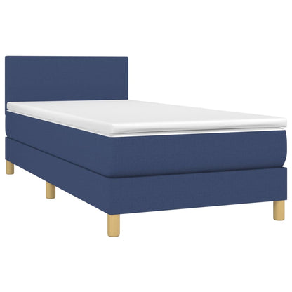 Boxspringbett mit Matratze & LED Blau 90x200 cm Stoff