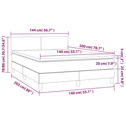 Box spring bed with mattress &amp; LED black 140x200 cm fabric