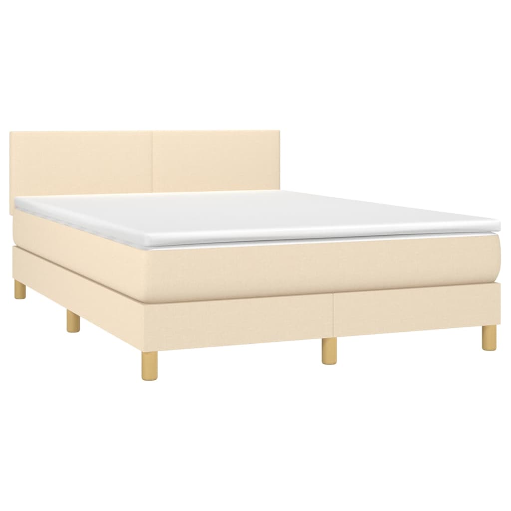 Boxspringbett mit Matratze & LED Creme 140x200 cm Stoff