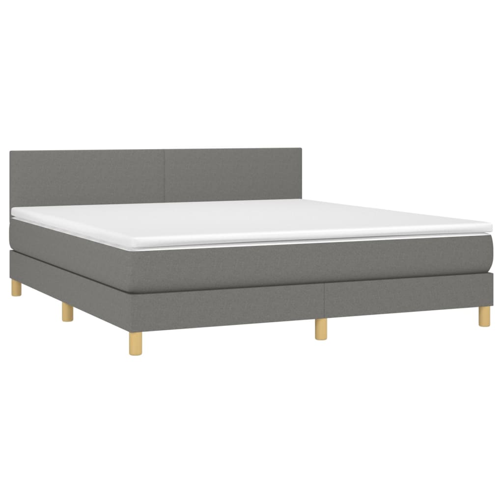 Boxspringbett mit Matratze & LED Dunkelgrau 160x200 cm Stoff