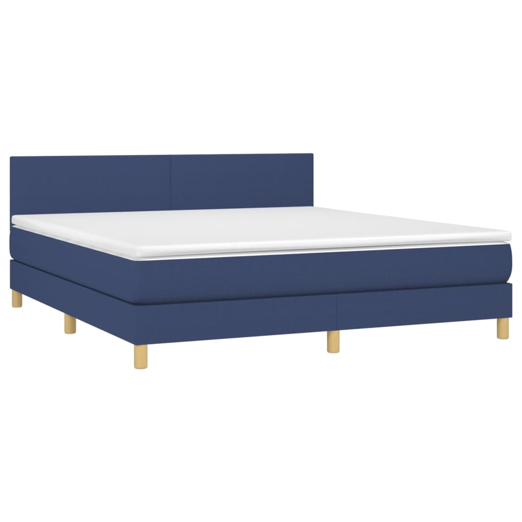 Box spring bed with mattress &amp; LED blue 180x200 cm fabric