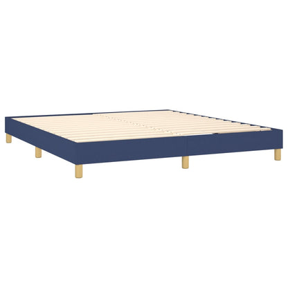 Box spring bed with mattress &amp; LED blue 180x200 cm fabric