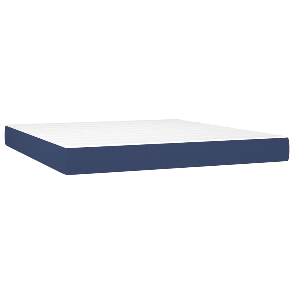 Box spring bed with mattress &amp; LED blue 180x200 cm fabric