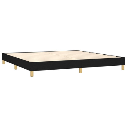 Box spring bed with mattress &amp; LED black 200x200 cm fabric