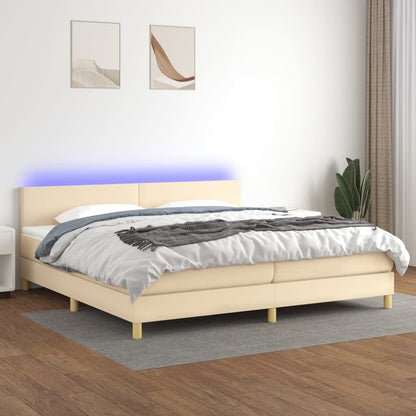 Boxspringbett mit Matratze & LED Creme 200x200 cm Stoff