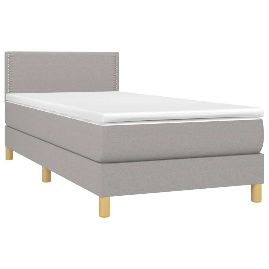 Boxspringbett mit Matratze & LED Hellgrau 90x200 cm Stoff