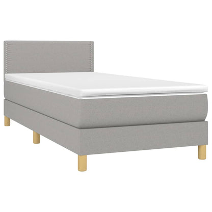 Boxspringbett mit Matratze & LED Hellgrau 90x200 cm Stoff