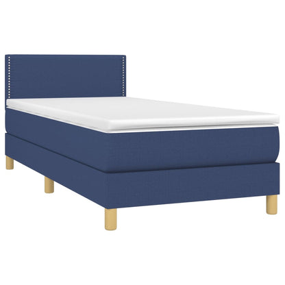 Boxspringbett mit Matratze & LED Blau 90x200 cm Stoff