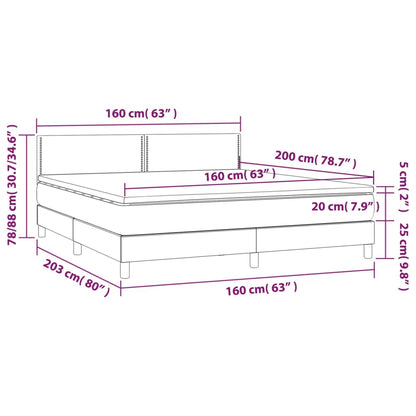 Boxspringbett mit Matratze & LED Dunkelbraun 160x200 cm Stoff