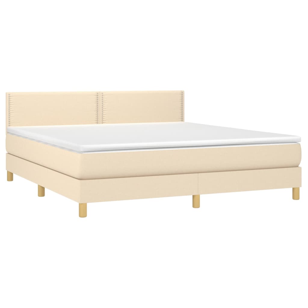 Boxspringbett mit Matratze & LED Creme 180x200 cm Stoff