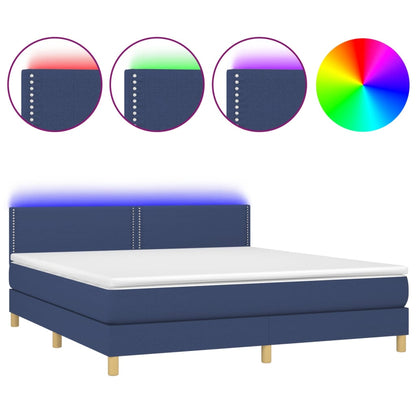 Boxspringbett mit Matratze & LED Blau 180x200 cm Stoff