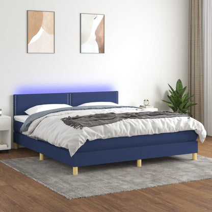 Boxspringbett mit Matratze & LED Blau 180x200 cm Stoff