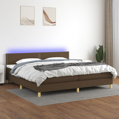 Boxspringbett mit Matratze & LED Dunkelbraun 200x200 cm Stoff