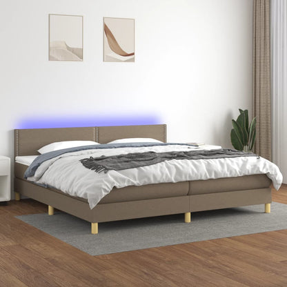 Box spring krevet s madracem i LED taupe tkaninom 200x200 cm