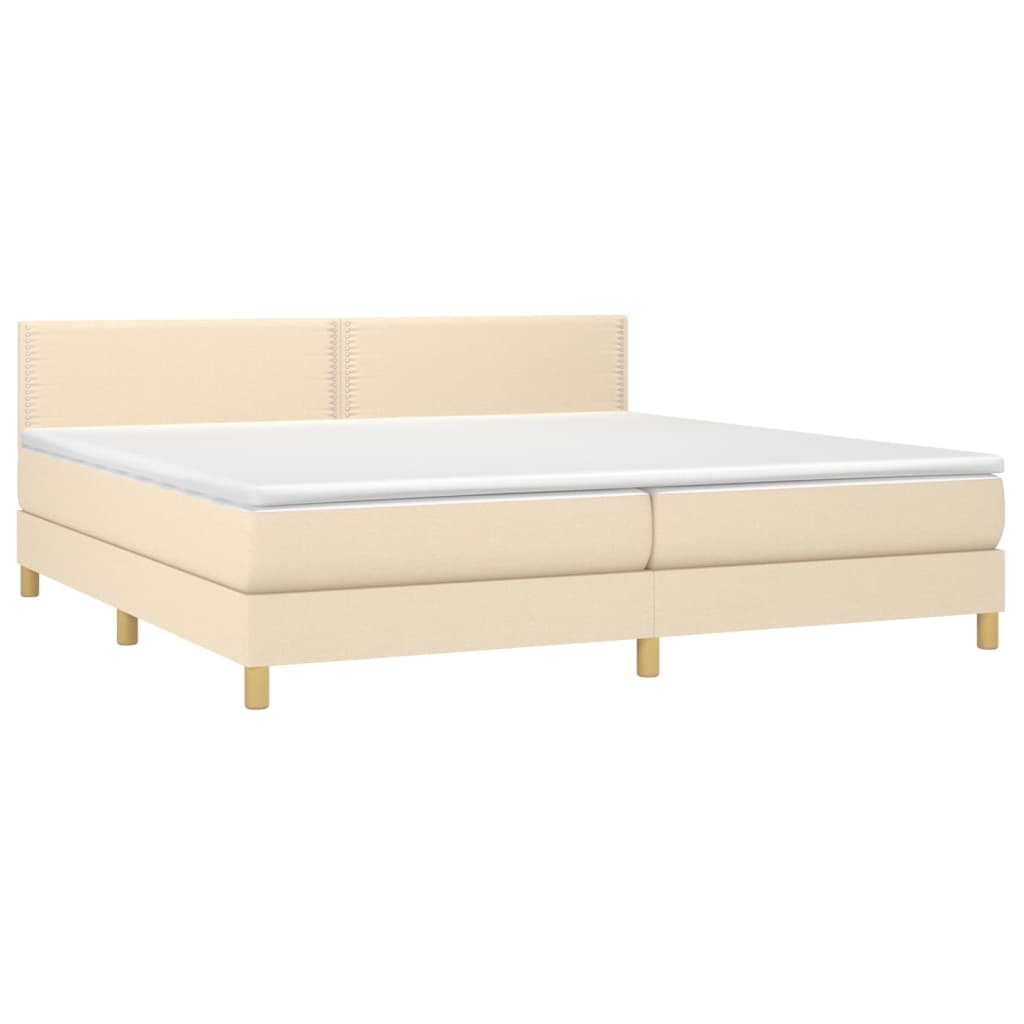 Boxspringbett mit Matratze & LED Creme 200x200 cm Stoff