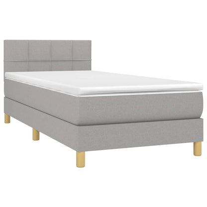 Boxspringbett mit Matratze & LED Hellgrau 90x200 cm Stoff