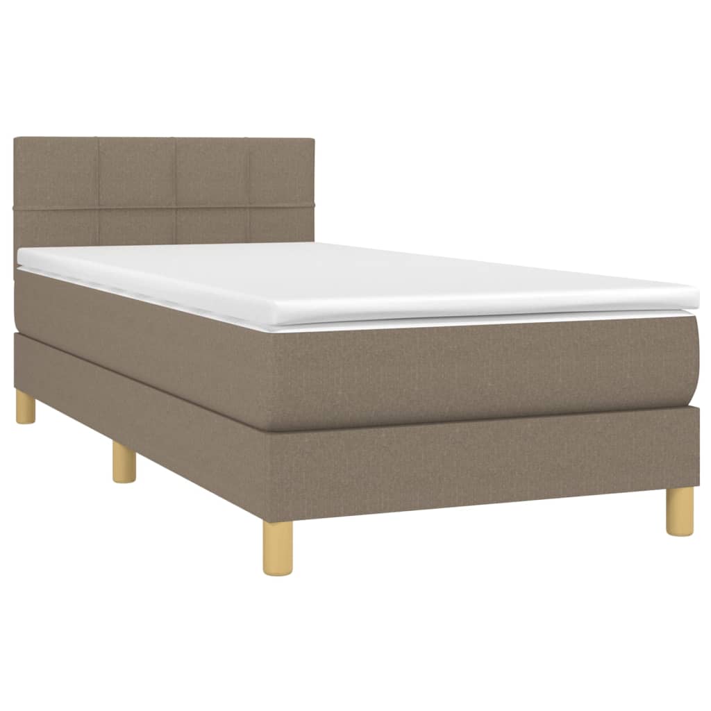 Boxspringbett mit Matratze & LED Taupe 90x200 cm Stoff