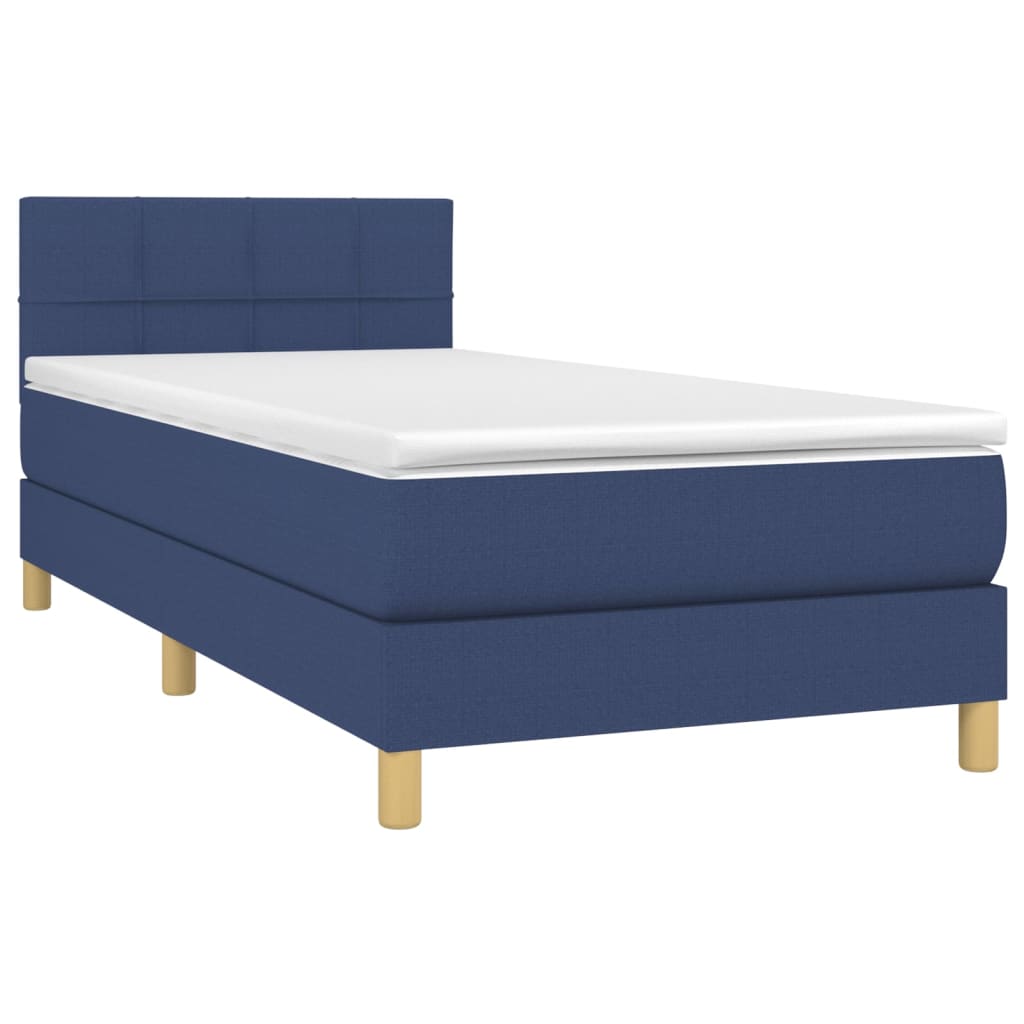 Boxspringbett mit Matratze & LED Blau 90x200 cm Stoff