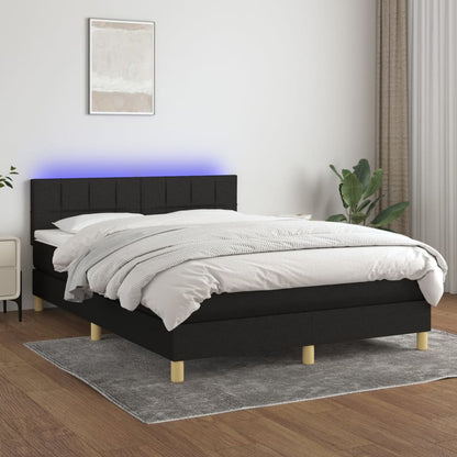 Box spring krevet s madracem i LED crnom tkaninom 140x200 cm