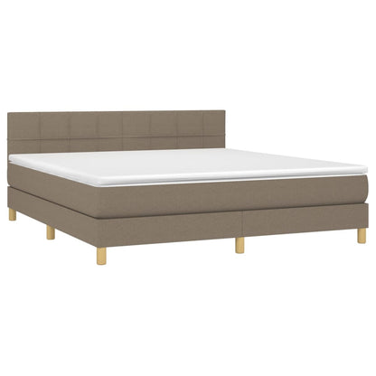 Box spring krevet s madracem i LED taupe tkaninom 160x200 cm