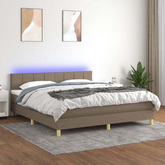 Box spring krevet s madracem i LED taupe tkaninom 160x200 cm