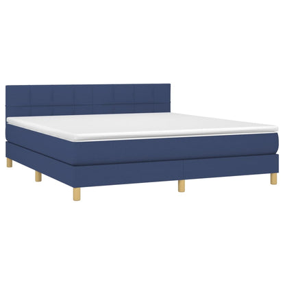 Boxspringbett mit Matratze & LED Blau 180x200 cm Stoff