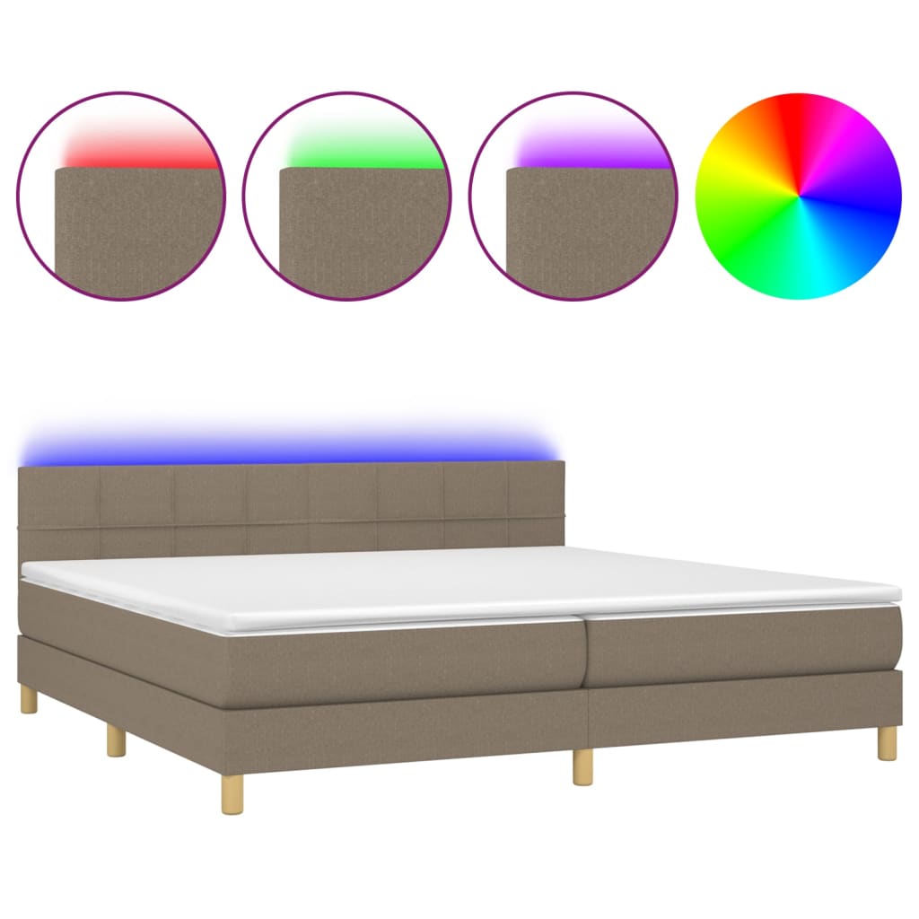 Boxspringbett mit Matratze & LED Taupe 200x200 cm Stoff