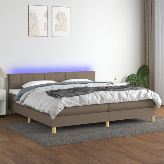 Boxspringbett mit Matratze & LED Taupe 200x200 cm Stoff