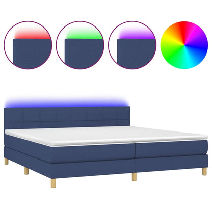 Boxspringbett mit Matratze & LED Blau 200x200 cm Stoff