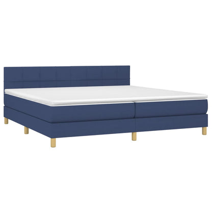 Boxspringbett mit Matratze & LED Blau 200x200 cm Stoff