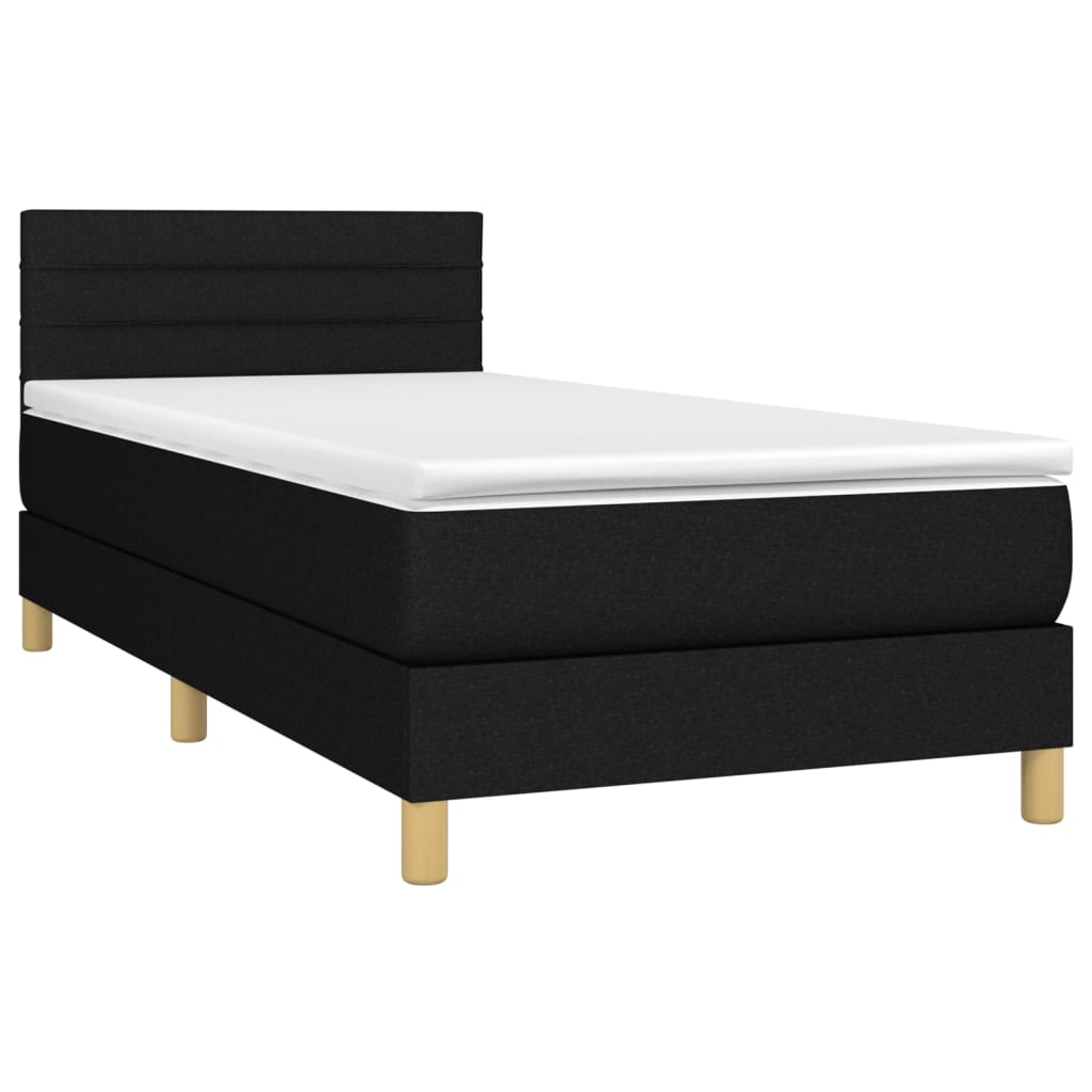 Boxspringbett mit Matratze & LED Schwarz 90x200 cm Stoff