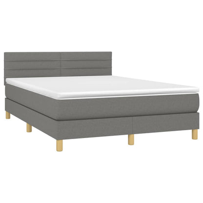 Boxspringbett mit Matratze & LED Dunkelgrau 140x200 cm Stoff